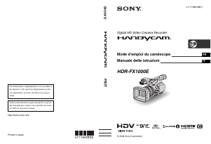 Mode d’emploi Sony HDR-FX1000E Caméscope