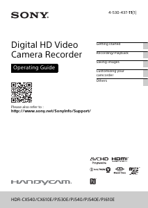 Manual Sony HDR-PJ540E Camcorder
