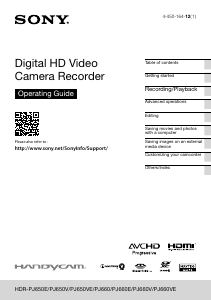 Manual Sony HDR-PJ650VE Camcorder