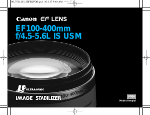 Mode d’emploi Canon EF100-400mm f/4.5-5.6L IS USM Objectif
