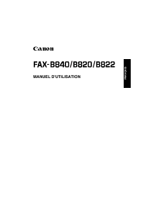Mode d’emploi Canon FAX-B822 Télécopieur