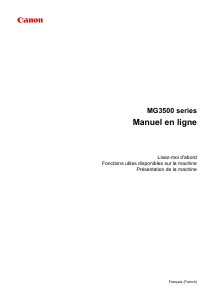 Mode d’emploi Canon Pixma MG3540 Imprimante multifonction