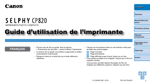 Mode d’emploi Canon Selphy CP820 Imprimante