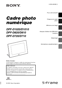 Mode d’emploi Sony DPF-D810 Cadre photo numérique