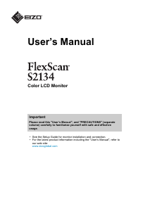 Manual Eizo FlexScan S2134 LCD Monitor