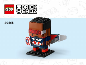 Vadovas Lego set 40668 Brickheadz Kapitono Amerikos ir Raudonojo Halko figūrėlės