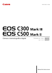 Manual de uso Canon EOS C500 Mark II Videocámara