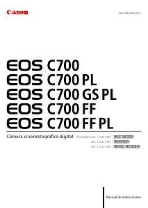 Manual de uso Canon EOS C700 FF Videocámara