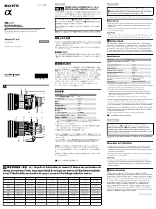 説明書 ソニー SAL300F28G カメラレンズ