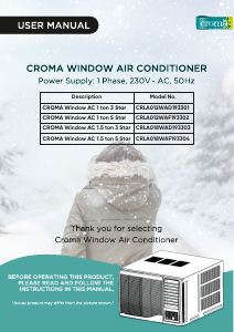 Manual Croma CRLA018WAD193303 Air Conditioner