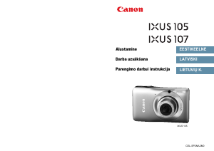 Vadovas Canon IXUS 107 Skaitmeninis fotoaparatas