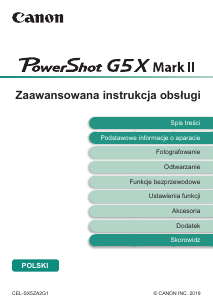 Instrukcja Canon PowerShot G5 X Mark II Aparat cyfrowy