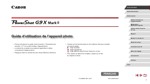Mode d’emploi Canon PowerShot G9 X Mark II Appareil photo numérique