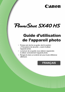 Mode d’emploi Canon PowerShot SX40 HS Appareil photo numérique