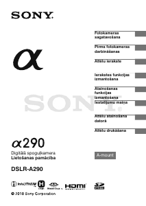 Rokasgrāmata Sony Alpha DSLR-A290 Digitālā kamera