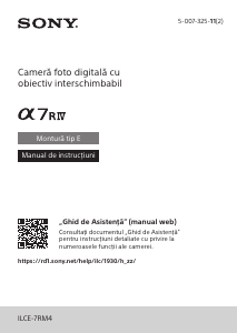 Manual Sony Alpha ILCE-7RM4 Cameră digitală