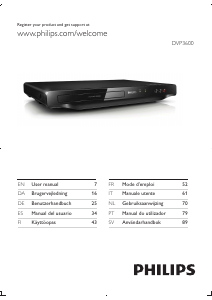 Bedienungsanleitung Philips DVP3600 DVD-player