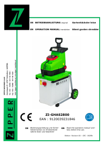 Manual Zipper ZI-GHAS2800 Garden Shredder