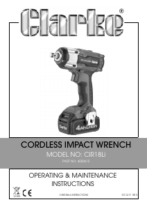 Manual Clarke CIR 18Li Impact Wrench