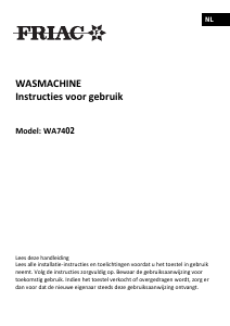 Mode d’emploi Friac WA 7402 Lave-linge