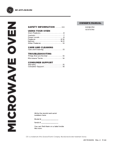 Manual GE GCHK07N1WSS Microwave