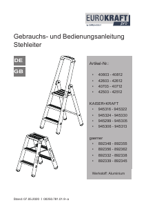 Bedienungsanleitung Eurokraft 40809 Leiter