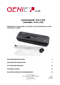 Manuale Genie LA 200 Plastificatrice