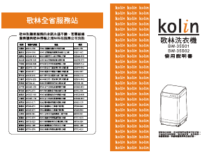 说明书 歌林BW-35S01洗衣机