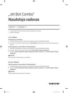 Vadovas Samsung VR7MD97714G Jet Bot Combo Dulkių siurblys