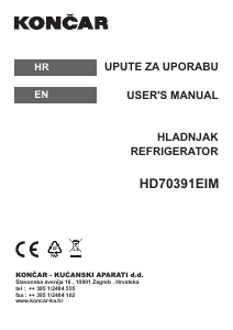 Priručnik Končar HD70391EIM Frižider – zamrzivač