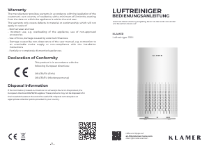 Handleiding Klamer 300i Luchtreiniger