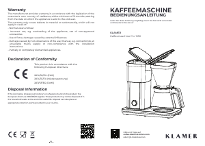 Bedienungsanleitung Klamer Pro 1550 Kaffeemaschine