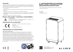 Mode d’emploi Klamer 12 Déshumidificateur