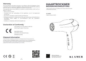 Bedienungsanleitung Klamer 2200 Haartrockner