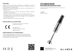 Bedienungsanleitung Klamer 1000 Stabmixer
