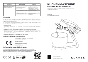 Mode d’emploi Klamer 1800 Robot sur socle