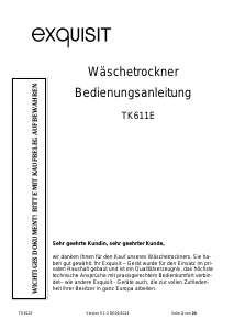 Bedienungsanleitung Exquisit TK 611 E Trockner