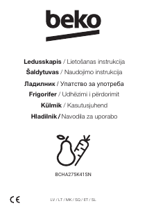 Rokasgrāmata BEKO BCHA275K41SN Ledusskapis ar saldētavu