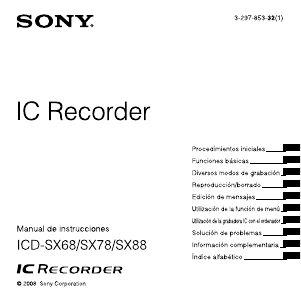 Manual de uso Sony ICD-SX68 Grabadora de voz