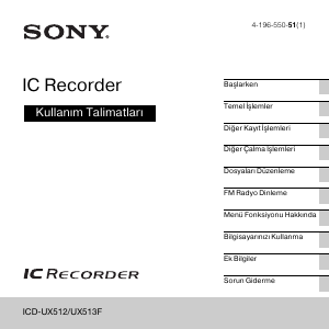Kullanım kılavuzu Sony ICD-UX512 Ses kaydedici