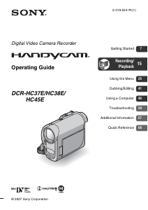 Manual Sony DCR-HC38E Camcorder