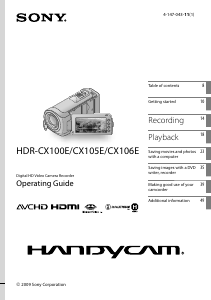 Manual Sony HDR-CX105E Camcorder