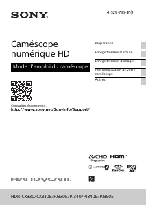 Mode d’emploi Sony HDR-PJ330E Caméscope