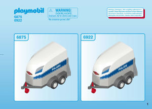 Handleiding Playmobil set 6922 Police Bereden politie met trailer