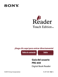 Manual de uso Sony PRS-650 E-reader