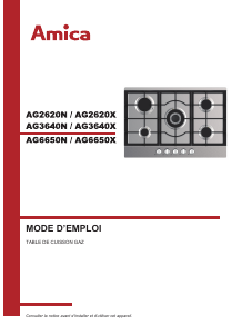Mode d’emploi Amica AG2620X Table de cuisson