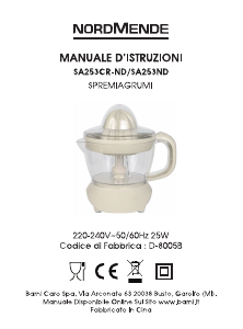 Manuale Nordmende SA253CR-ND Spremiagrumi