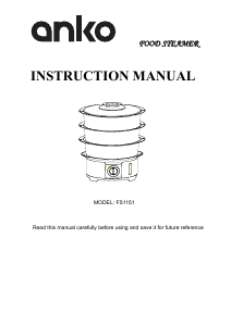 Manual Anko FS1151 Steam Cooker