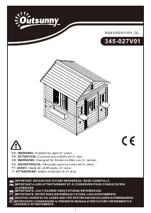 Manuale Outsunny 345-027V01BU Casetta giocattolo