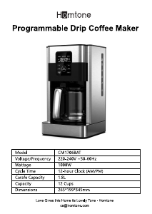 Bedienungsanleitung Homtone CM1706BAT Kaffeemaschine